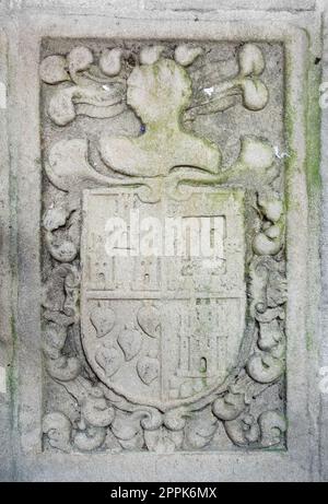 Pierre tombale dans la cathédrale Saint-Jacques-de-Compostelle, Galice, Espagne Banque D'Images