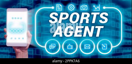 Agent sportif d'affichage conceptuel. Le photographe conceptuel gère le recrutement pour recruter les meilleurs joueurs sportifs pour une équipe Banque D'Images