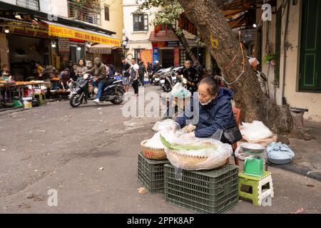 Vendeurs de fruits et légumes à Hanoi, Vietnam Banque D'Images