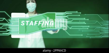 Légende du texte présentant le recrutement. Idée d'entreprise le pourcentage de travailleurs qui ont remplacé par de nouveaux employés Banque D'Images