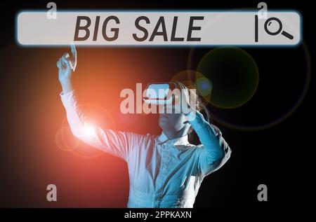 Légende conceptuelle Big sale. Concept d'affaires mettant des produits sur la réduction élevée Grand prix Vendredi noir Banque D'Images
