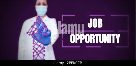 Affichage conceptuel opportunité d'emploi. Mot pour une occasion d'emploi ou la chance d'obtenir un emploi Banque D'Images