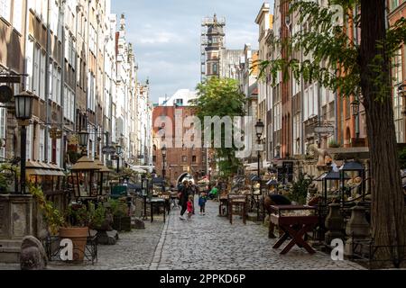 Rue Mariacka dans la vieille ville hanséatique de Gdansk, Pologne. Banque D'Images