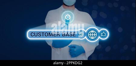 Légende conceptuelle base de clients. Vitrine d'affaires encourager les clients à acheter votre marque Banque D'Images