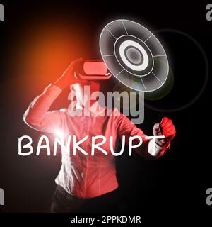 Inspiration montrant le signe en faillite. Photo conceptuelle réduite à un état de ruine financière ou épuisé de quelque chose Banque D'Images