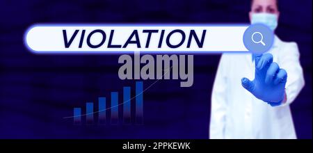 Violation de l'enseigne manuscrite. Photo conceptuelle violation des règles ou lois établies Banque D'Images