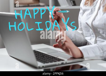 Affichage conceptuel Happy Holidays. Respect du concept d'affaires de l'esprit de Noël d'une semaine Banque D'Images