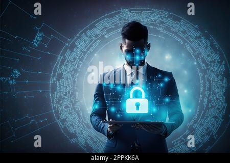 Réseau de cybersécurité. Concept de protection des données Banque D'Images