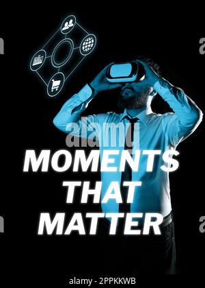 Affiche les moments importants. Mot écrit sur positif significatif heureux mémorable moments importants Banque D'Images