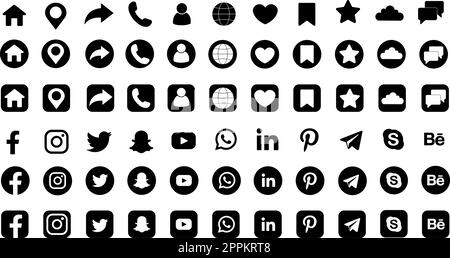 Icônes pour vecteur de réseau social. Icônes de contact et de réseaux sociaux Illustration de Vecteur