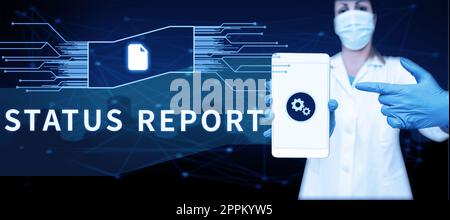 Rapport d'état des légendes conceptuelles. Mise à jour de la présentation commerciale Résumé des situations à partir d'un certain temps Banque D'Images