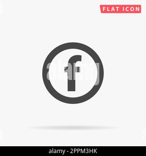 Police de base pour la lettre F. simple symbole noir plat avec ombre sur fond blanc. Pictogramme d'illustration vectorielle Banque D'Images