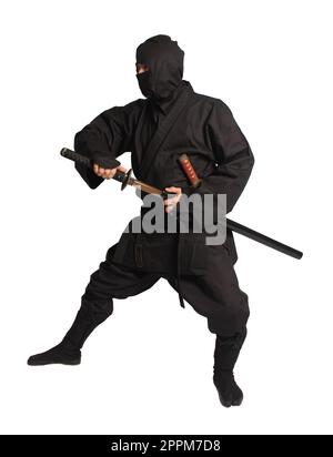 Homme asiatique portant l'uniforme Ninja Martial Arts Banque D'Images