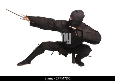 Homme asiatique portant l'uniforme Ninja Martial Arts Banque D'Images