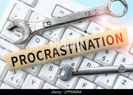 Description conceptuelle. Internet concept retarder ou reporter quelque chose d'ennuyeux Banque D'Images