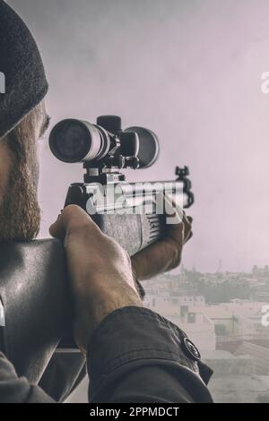 portrait d'un sniper Banque D'Images
