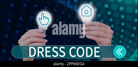 Code vestimentaire de légende conceptuelle. Approche commerciale une façon acceptée de s'habiller pour une occasion ou un groupe particulier Banque D'Images