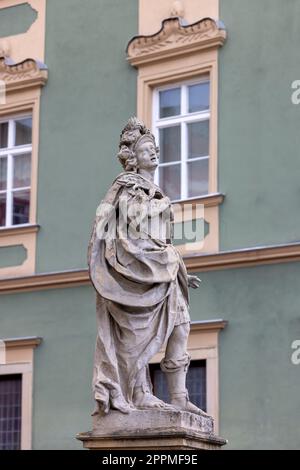 Colonne baroque de la Sainte Trinité du 17e siècle sur le marché aux légumes (Zelny trh), Brno, République tchèque Banque D'Images