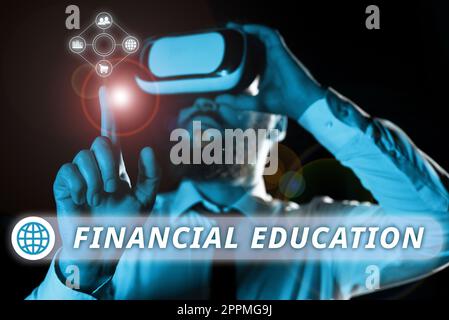 Rédaction affichant le texte éducation financière. Concept d'entreprise comprendre des domaines monétaires comme la finance et l'investissement Banque D'Images