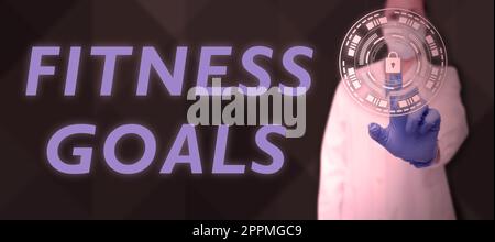 Signe d'écriture à la main objectifs de forme physique. Approche commerciale graisse lâche construire muscle obtenir plus de conditionnement Banque D'Images