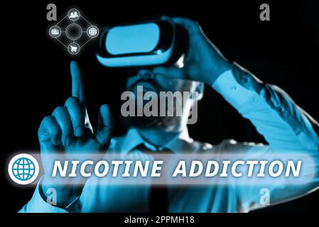 Légende conceptuelle dépendance à la nicotine. Approche commerciale condition d'être accro au tabagisme ou à la consommation de tabac Banque D'Images