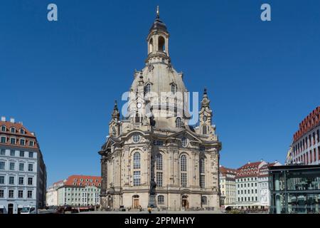 Dresde Neumarkt Square au lever du soleil Banque D'Images
