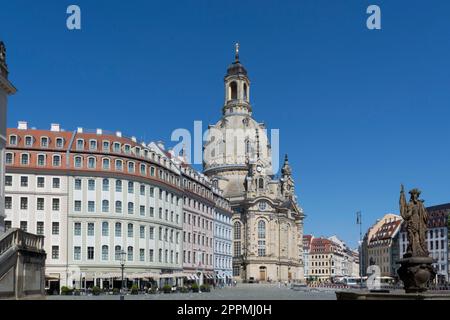 Dresde Neumarkt Square au lever du soleil Banque D'Images