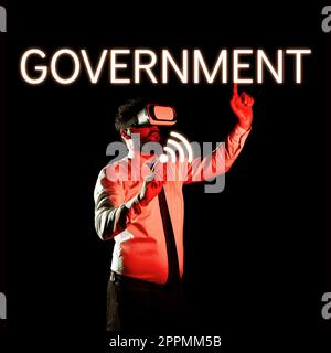 Affiche textuelle indiquant le gouvernement. Présentation de l'activité Groupe de personnes ayant l'autorité de gouverner la société d'État du pays Banque D'Images