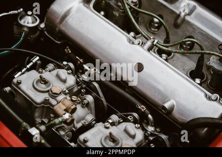 Moteur vintage d'une voiture de sport rétro Banque D'Images