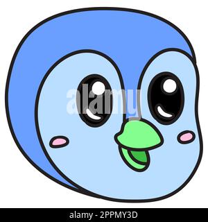 souriant tête de pingouin emoji, doodle kawaii. icône doodle Illustration de Vecteur