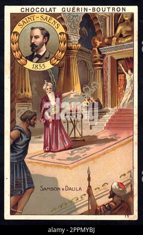 Saint-Saens Samson & Delilah - Tradecard français d'époque - époque Belle Epoque Banque D'Images