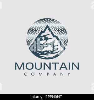 Motif vectoriel du logo du pic de montagne détaillé. Logo Luxury Mountain Adventure. Illustration de Vecteur