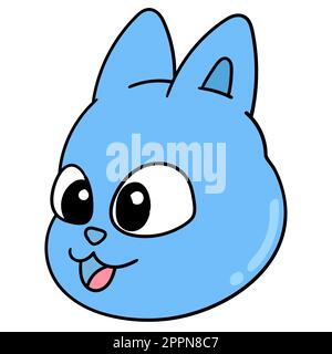 tête d'écureuil bleu souriant joyeusement, l'image d'icône de doodle Illustration de Vecteur