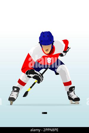 Joueurs de hockey. illustration de 3d couleurs vectorielles Illustration de Vecteur