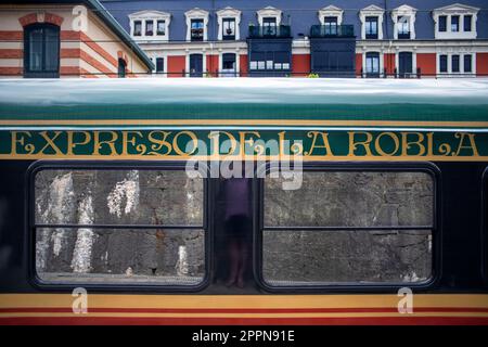 Expresso de la robla à FEVE Estacion Bilbao Gare Concordia à Bilbao vieille ville de Bilbao, Gascogne, pays Basque, Espagne Banque D'Images