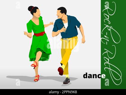 Lindy hop ou rock-n-roll dance. Dansez pour la musique rock-n-roll. 3d illustration vectorielle Illustration de Vecteur