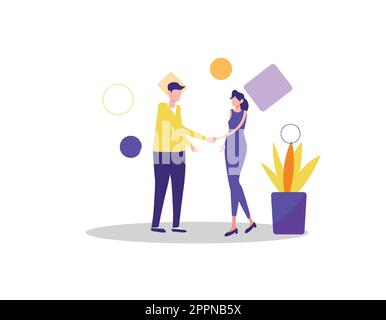 Deux hommes d'affaires se rencontrent et se secouent la main Illustration de Vecteur