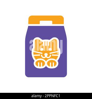 Icône de vecteur de sac alimentaire pour chats. Panneau animal Illustration de Vecteur