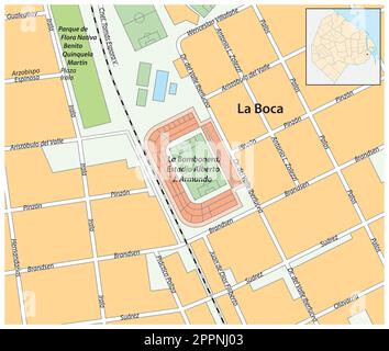 Carte du stade de la Bombonera à Buenos Aires, Argentine Illustration de Vecteur