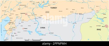 Carte vectorielle de la zone frontalière entre la Syrie et la Turquie Illustration de Vecteur