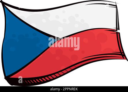 Drapeau de la République tchèque peint agitant sous le vent Illustration de Vecteur