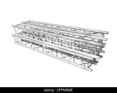 Fabrication de profilés en aluminium. Formes structurelles en aluminium métallique. Texture des profils en aluminium pour les constructions isolées sur fond blanc. Banque D'Images