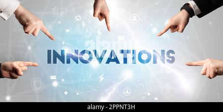 Pointant de la main sur le concept d'inscription Banque D'Images