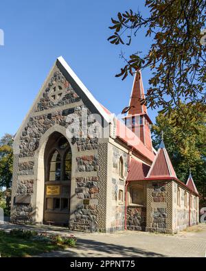 Église de l'icône Kazan de la mère de Dieu, ancien Kirch Palmniken. Construit en 1892. Yantarny. Région de Kaliningrad. Russie Banque D'Images