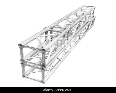 Fabrication de profilés en aluminium. Formes structurelles en aluminium métallique. Texture des profils en aluminium pour les constructions isolées sur fond blanc. Banque D'Images