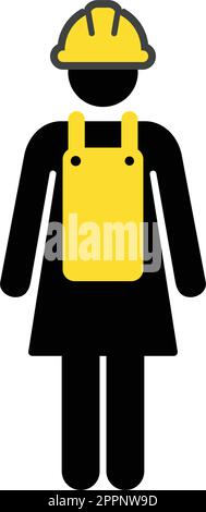 Travailleur de la construction du vecteur icône personne service féminin avec avatar profil casque casque de glyphe dans illustration pictogramme Illustration de Vecteur