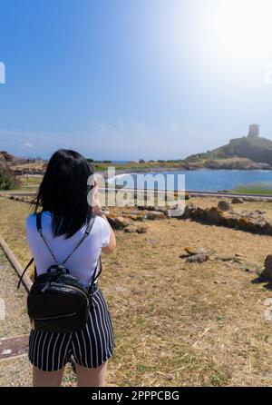 Photos touristiques les ruines de Nora, une ancienne ville romaine dans le sud de la Sardaigne Banque D'Images