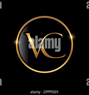 Logo initial Golden VC Monogram Illustration de Vecteur