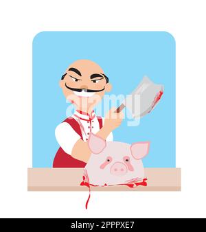 Butcher - cartoon Illustration de Vecteur