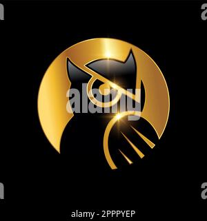 Logo symbole Golden Owl Illustration de Vecteur